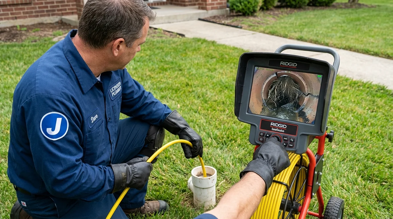 Sewer camera inspection being performed by Johns Plumbing LLC in Eagle Lake