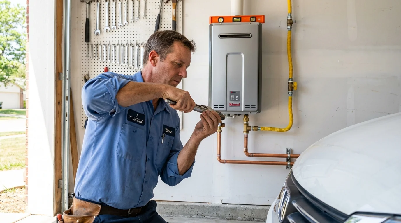 Tankless water heater installation by a Johns Plumbing LLC plumber in Eagle Lake